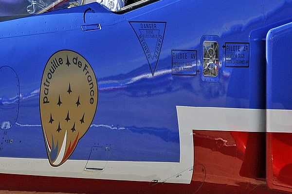 The logo of the Patrouille de France flight demonstration team of the French Air Force